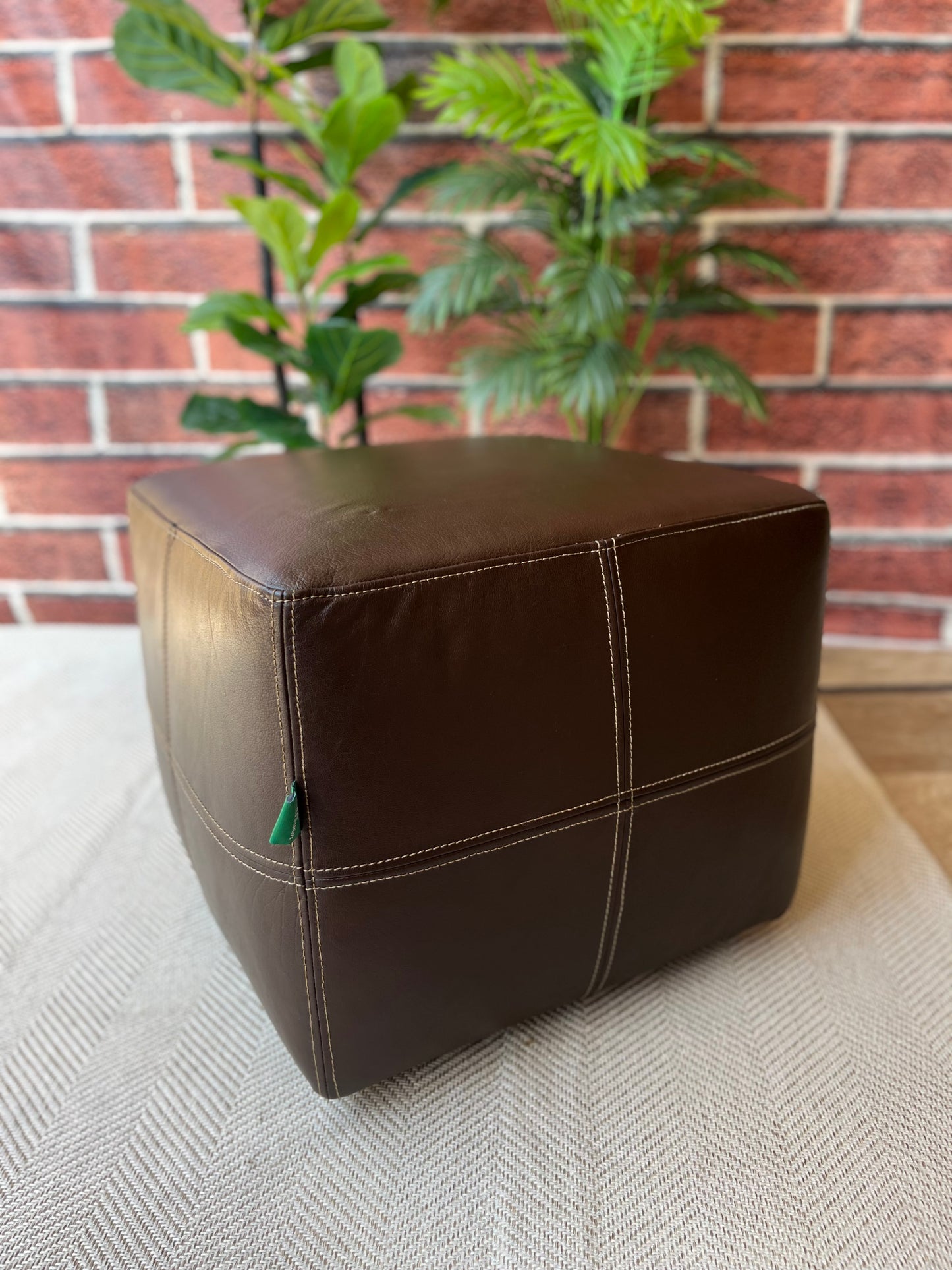 Classic Leather Cube Ottoman