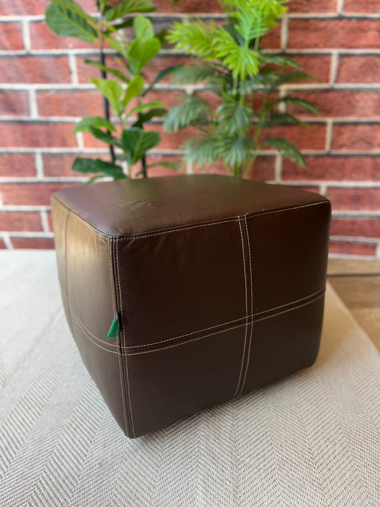 Classic Leather Cube Ottoman