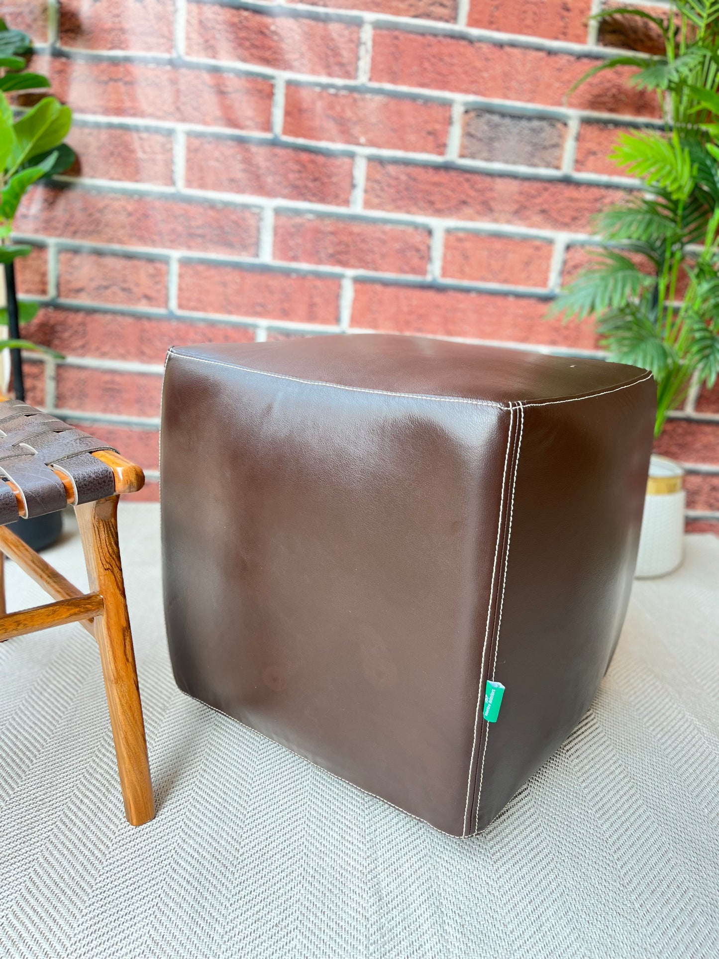 Matteo Regal Leather Pouf