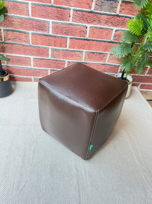 Matteo Regal Leather Pouf