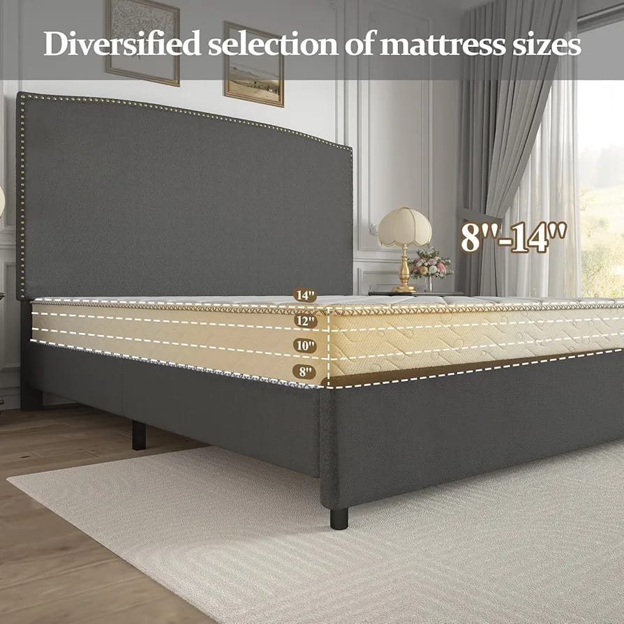 Milano Grey Upholstered Bed with side tables