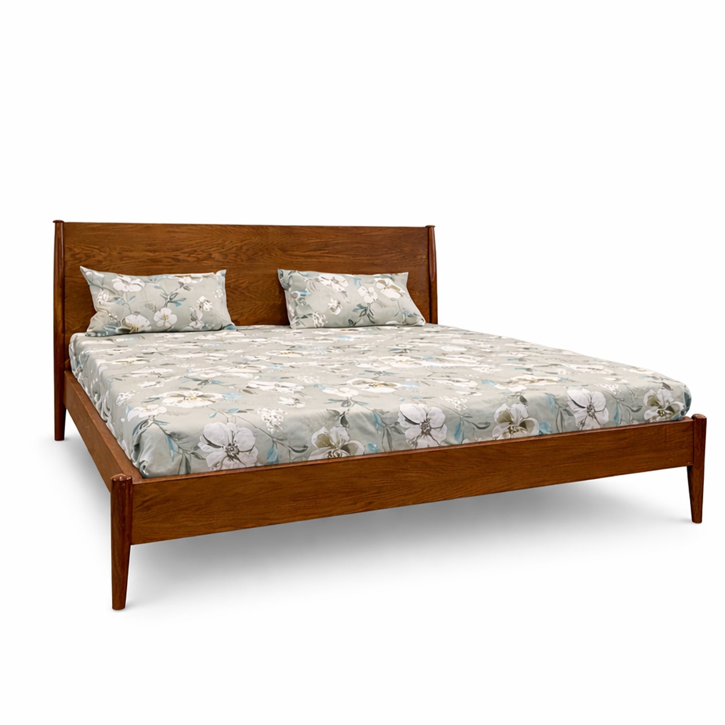 Pure Wooden Bed Set with Side Tables & Dressing Table