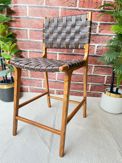 Matteo Woven Leather Bar Chair