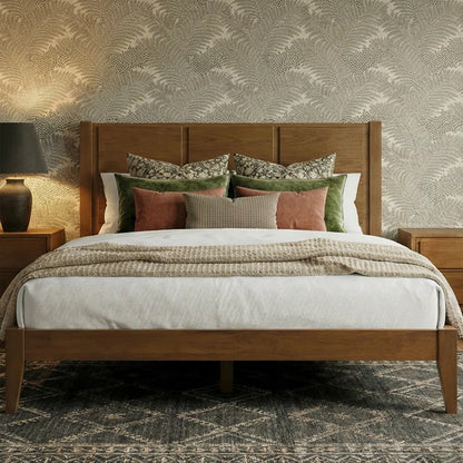 Heritage Oak Solid Wood Bed Frame with Side tables and dressing