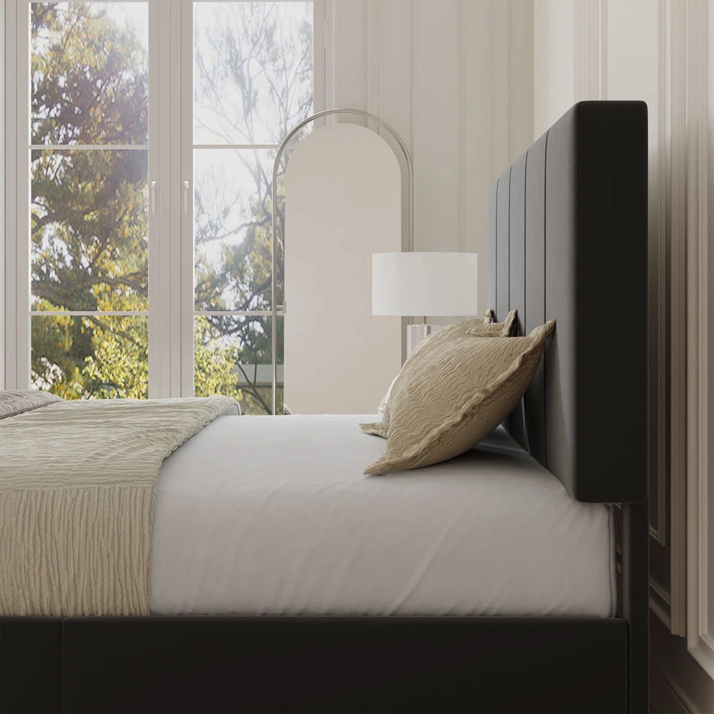 Royal Noir Upholstered Panel Bed