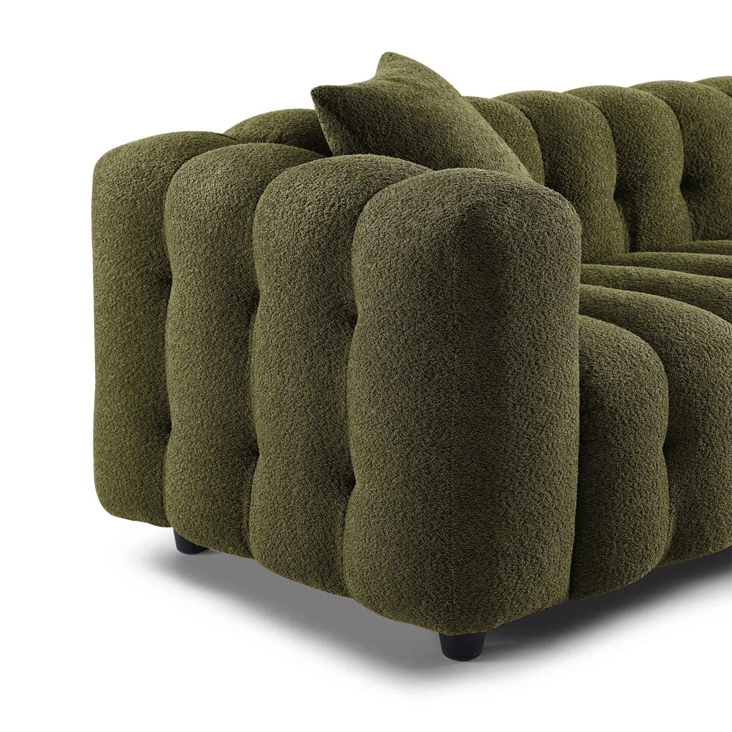 Modern Tufted Bouclé Sofa – Luxury Square Arm Chesterfield Style 3 Seater