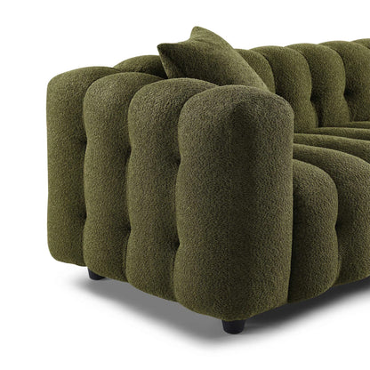 Modern Tufted Bouclé Sofa – Luxury Square Arm Chesterfield Style 3 Seater