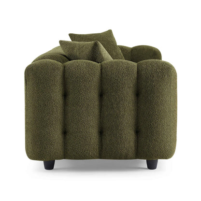 Modern Tufted Bouclé Sofa – Luxury Square Arm Chesterfield Style 3 Seater
