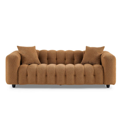 Modern Tufted Bouclé Sofa – Luxury Square Arm Chesterfield Style 3 Seater