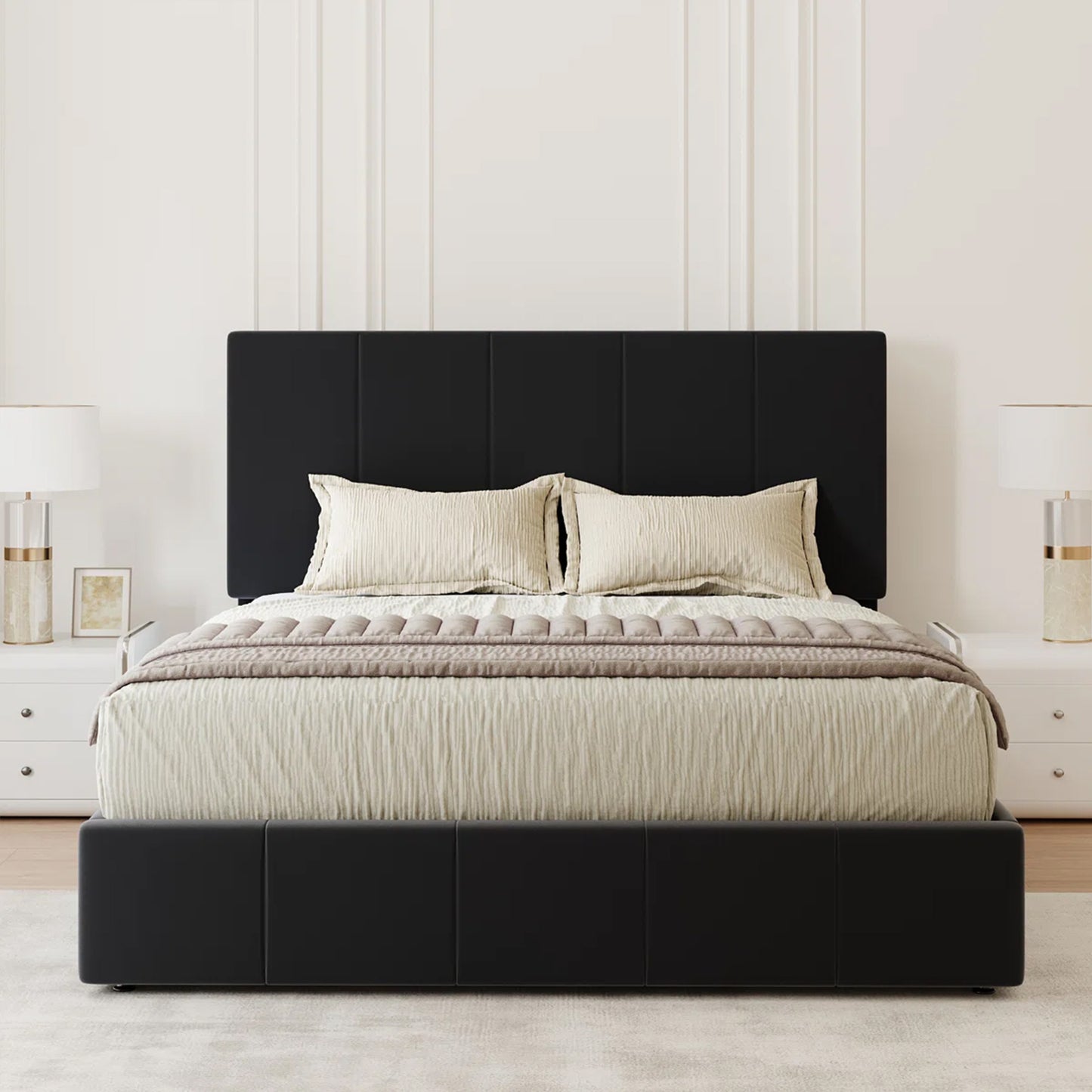 Royal Noir Upholstered Panel Bed