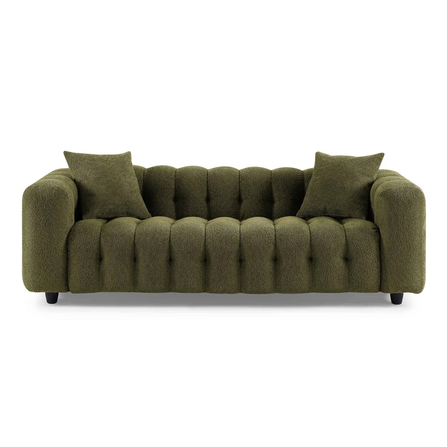 Modern Tufted Bouclé Sofa – Luxury Square Arm Chesterfield Style 3 Seater