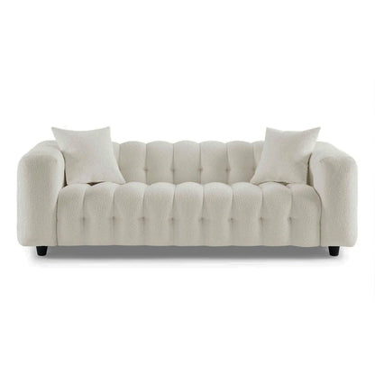 Modern Tufted Bouclé Sofa – Luxury Square Arm Chesterfield Style 3 Seater