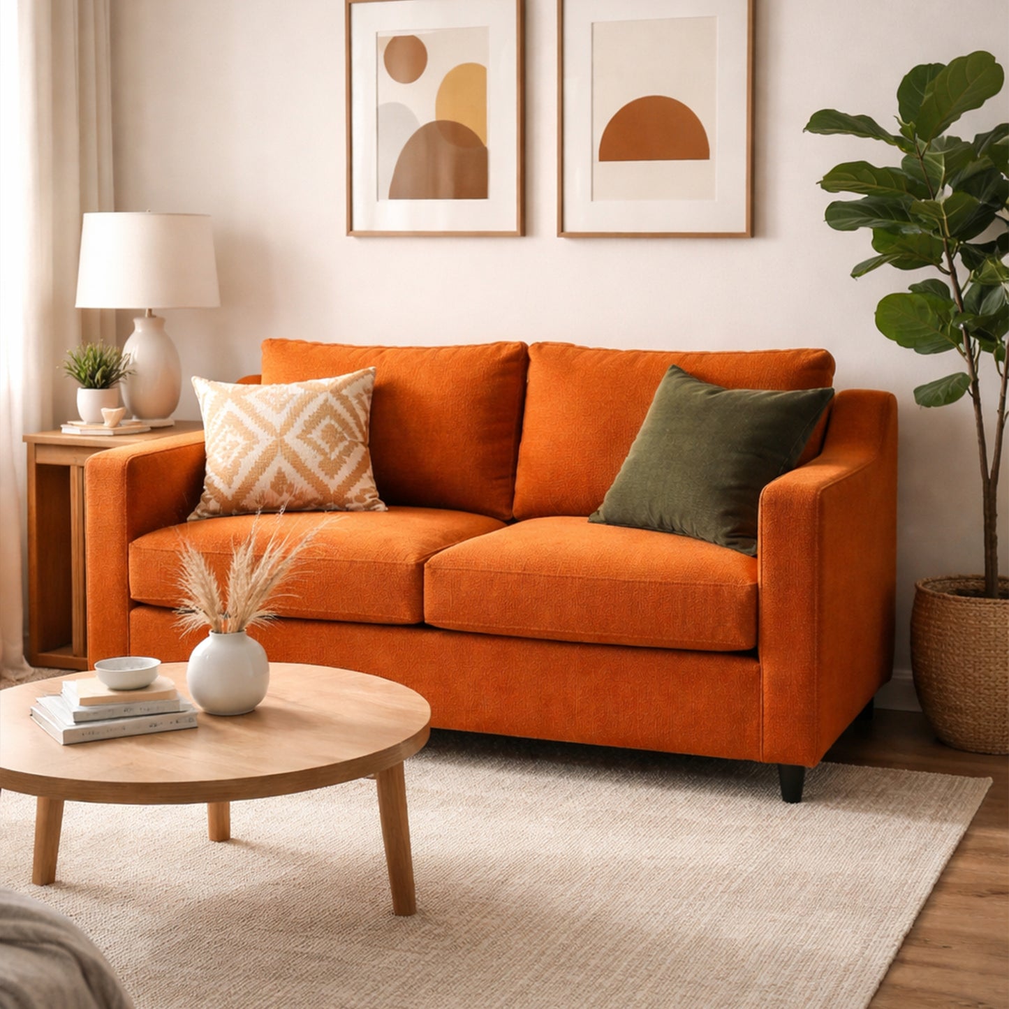 Rust color sofa