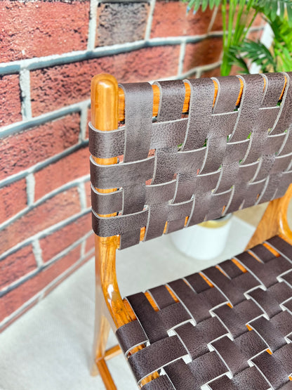 Matteo Woven Leather Bar Chair