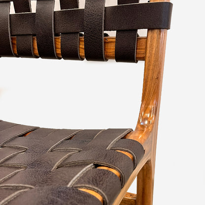 Matteo Woven Leather Bar Chair