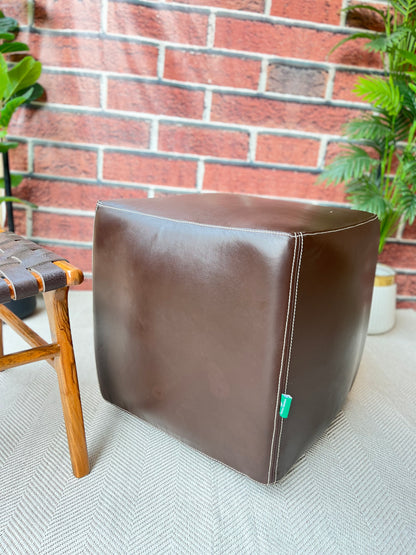 Matteo Regal Leather Pouf