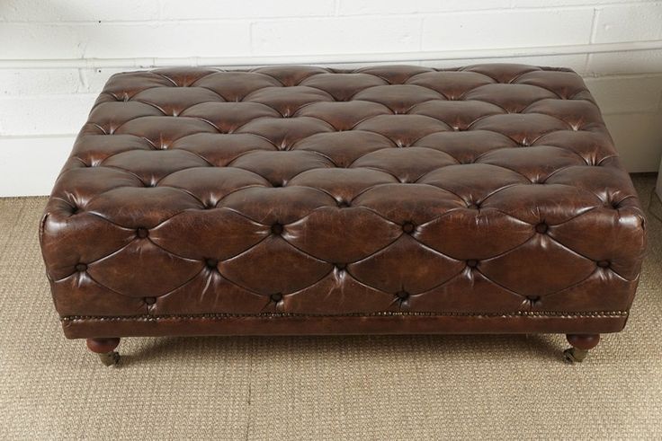 Chesterfield-Style Tufted Leather Ottoman