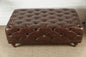 Chesterfield-Style Tufted Leather Ottoman
