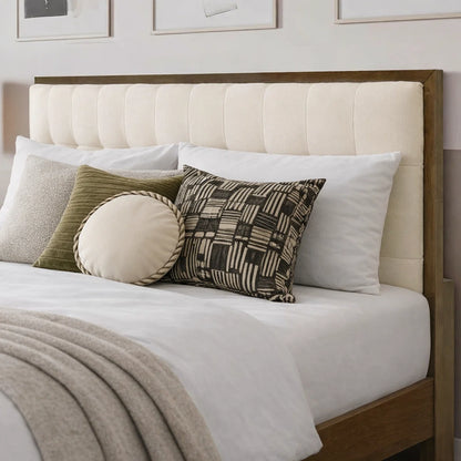 Luxe Tufted Solid Wood Bed Frame With Side Table
