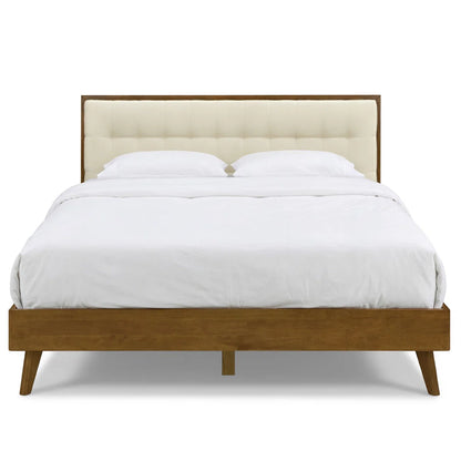 Luxe Tufted Solid Wood Bed Frame With Side Table