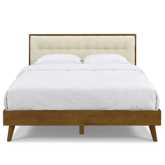 Luxe Tufted Solid Wood Bed Frame With Side Table