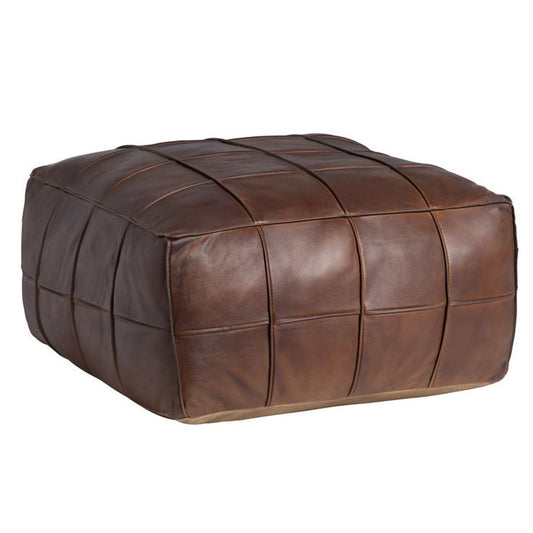 Vintage Patchwork Leather Pouf
