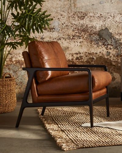Irving Roll Arm Leather Swivel Chair