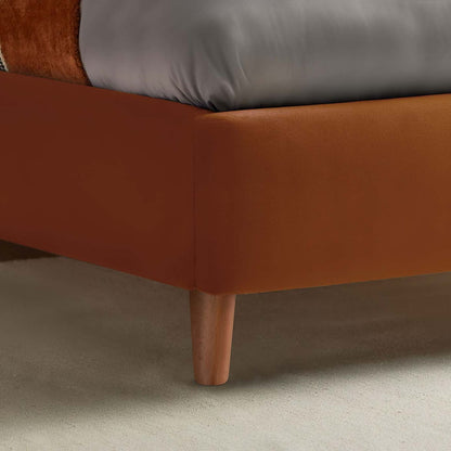 Terracotta Fabric Bed Frame ( with side tables )