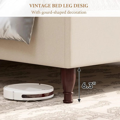 Classic Wingback Upholstered Bed ( with side tables )