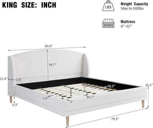 Verona Cream Upholstered Bed with side tables