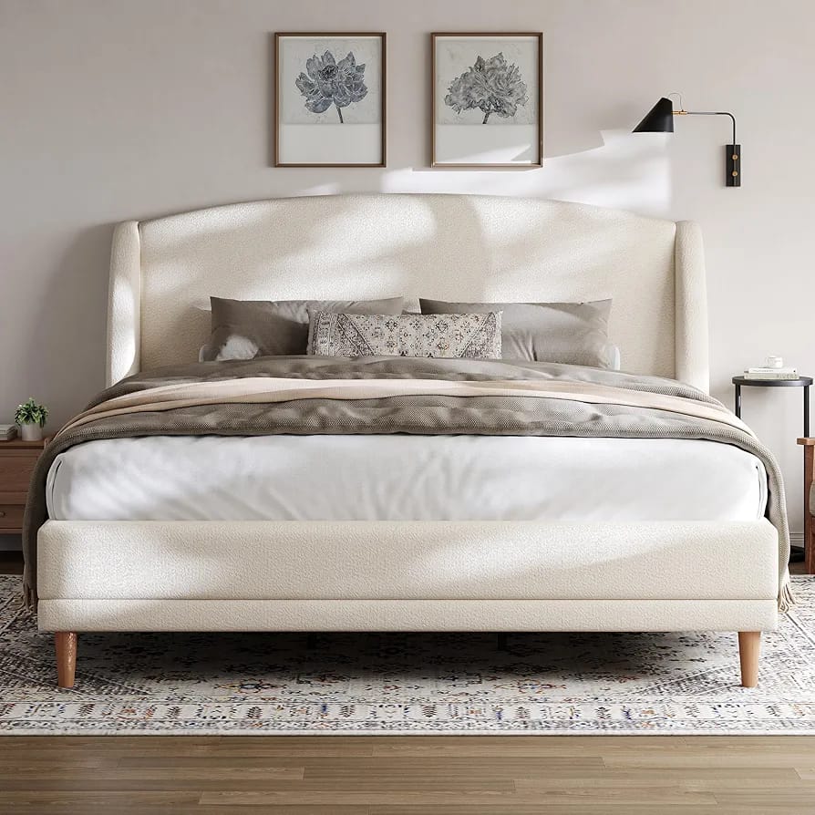 Verona Cream Upholstered Bed with side tables