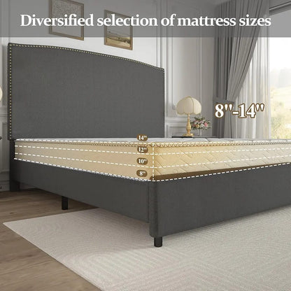 Milano Grey Upholstered Bed with side tables