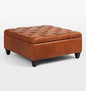 Tufted Leather Storage Ottoman