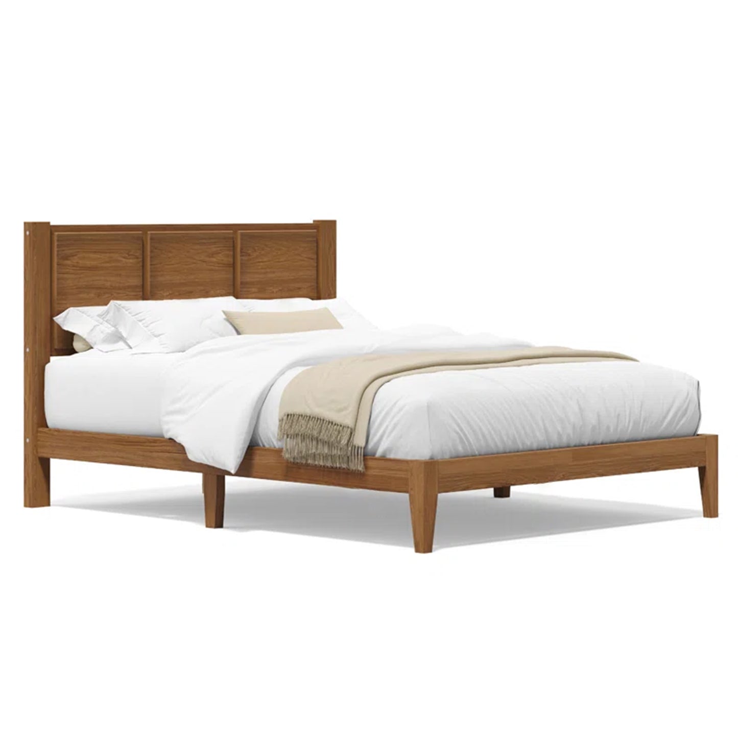 Heritage Oak Solid Wood Bed Frame with Side tables and dressing