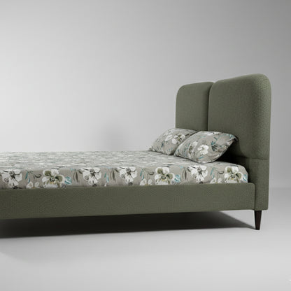Upholstered Fabric Bed with Cushioned Headboard