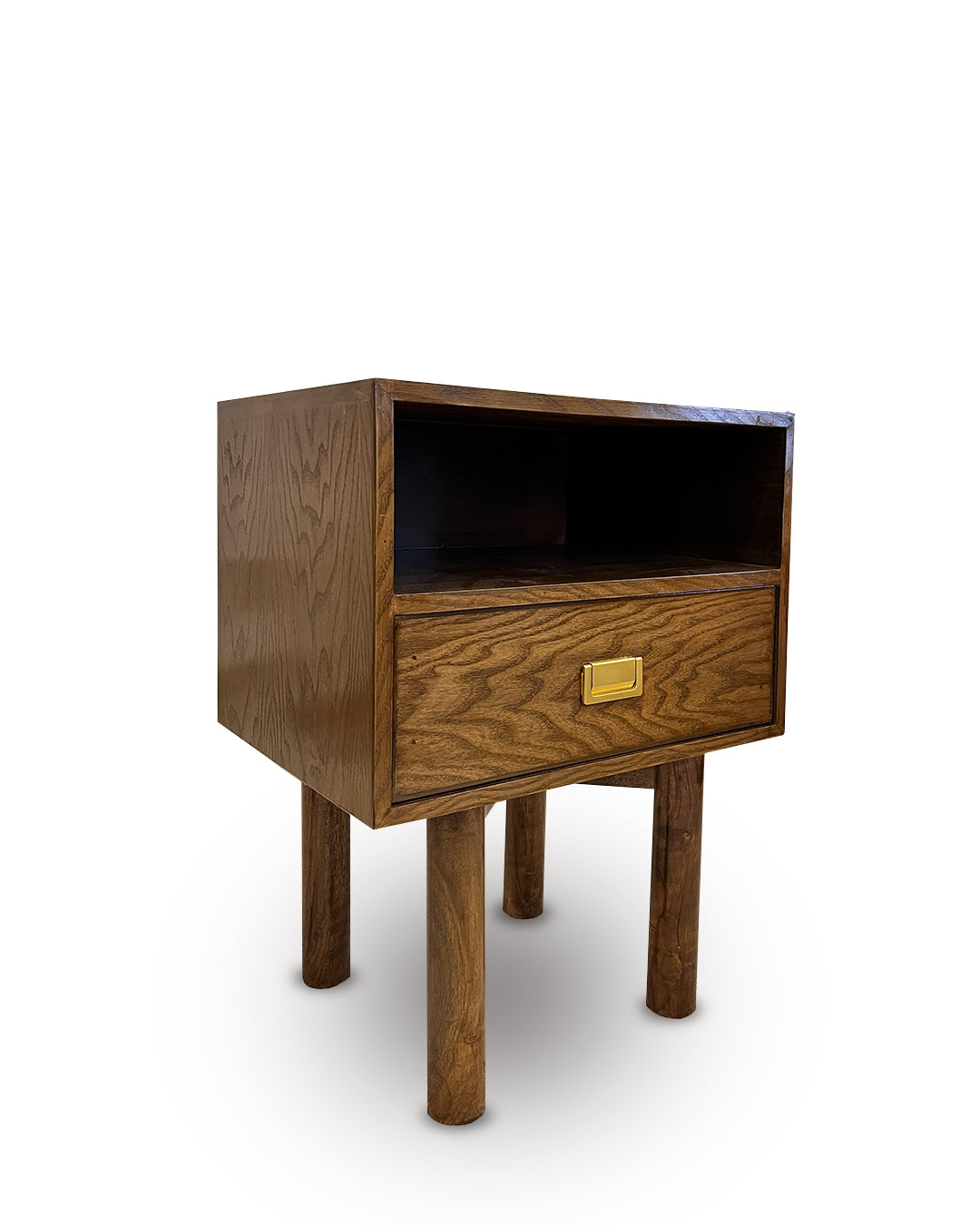 Solid Wood Upholstered Bed Frame With Side table