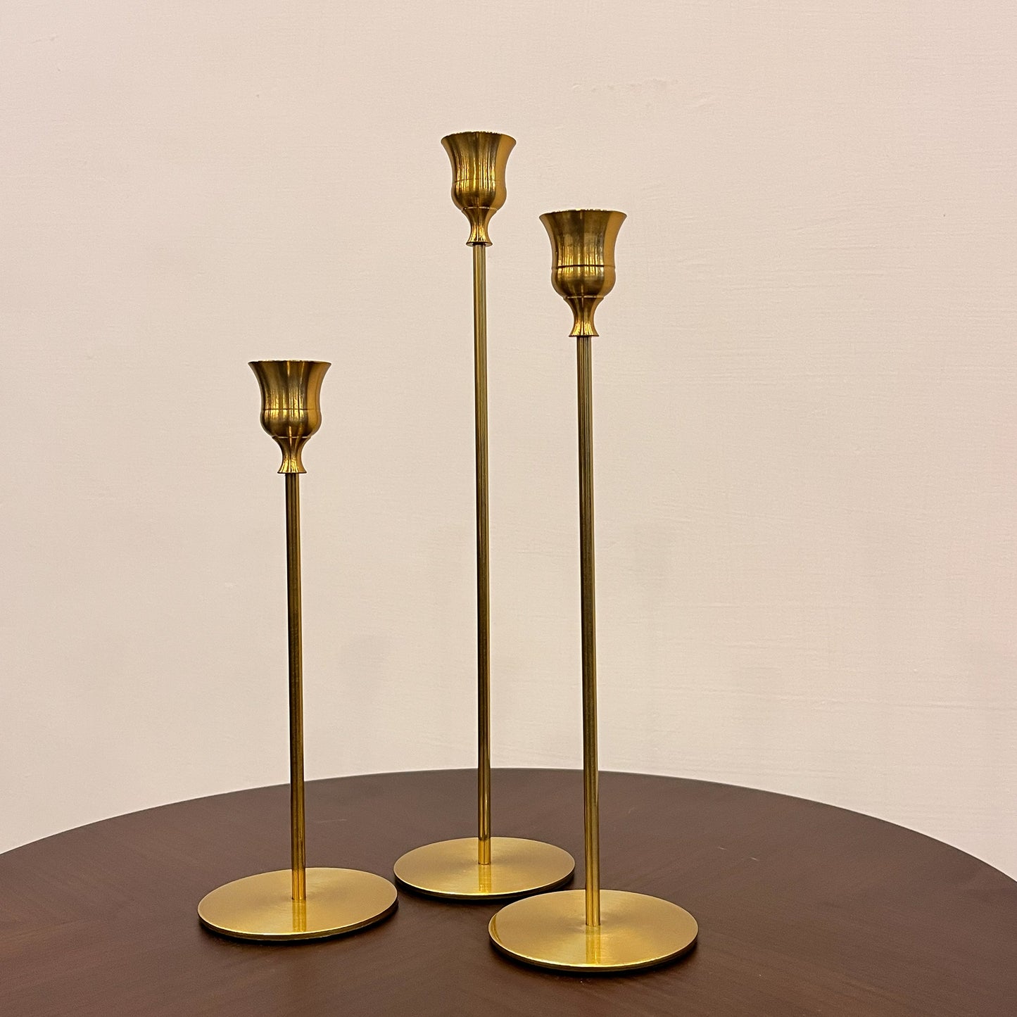 Elegant Gold Metal Candle Holder Set (3 Pieces)