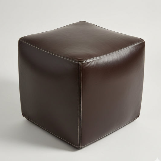 Classic Leather Cube Ottoman
