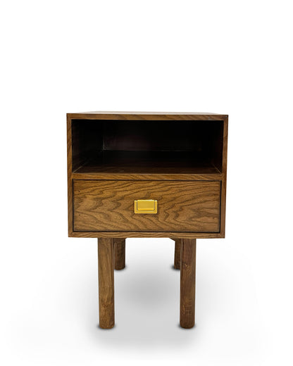 Solid Wood Upholstered Bed Frame With Side table