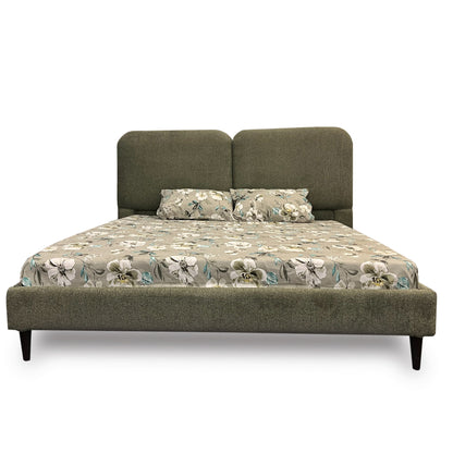 Upholstered Fabric Bed with Cushioned Headboard