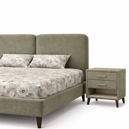 Upholstered Fabric Bed with Cushioned Headboard