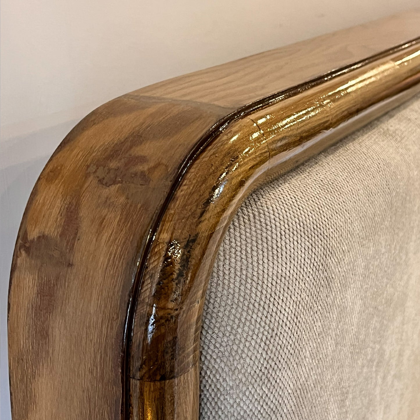 Solid Wood Upholstered Bed Frame With Side table